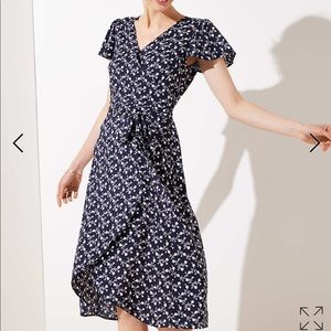 LOFT Plus Vine Flutter Wrap Dress